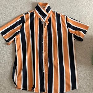 Orange and Black Striped Button Down Size L